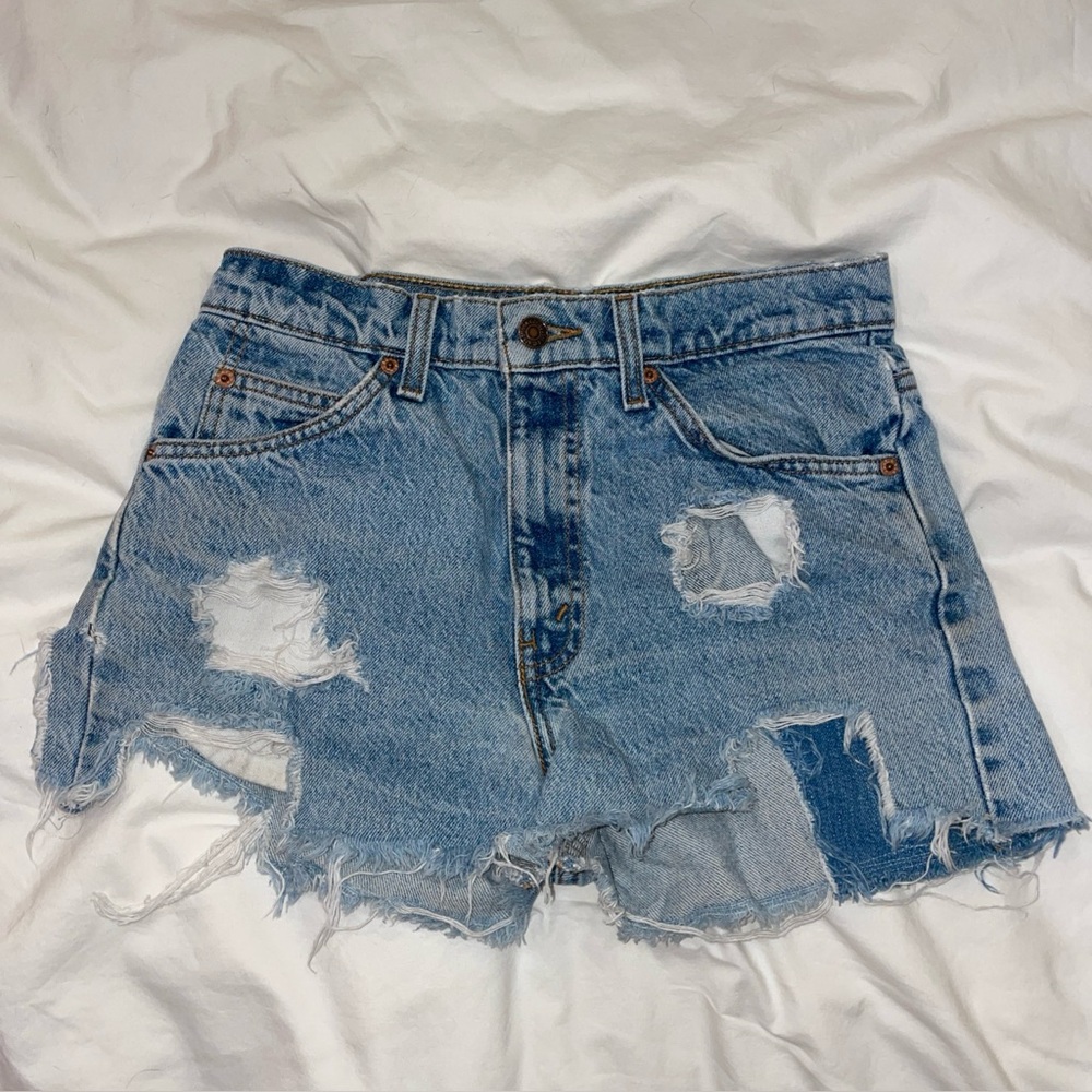 Levi's Light Blue Distressed Denim Cutoff Shorts